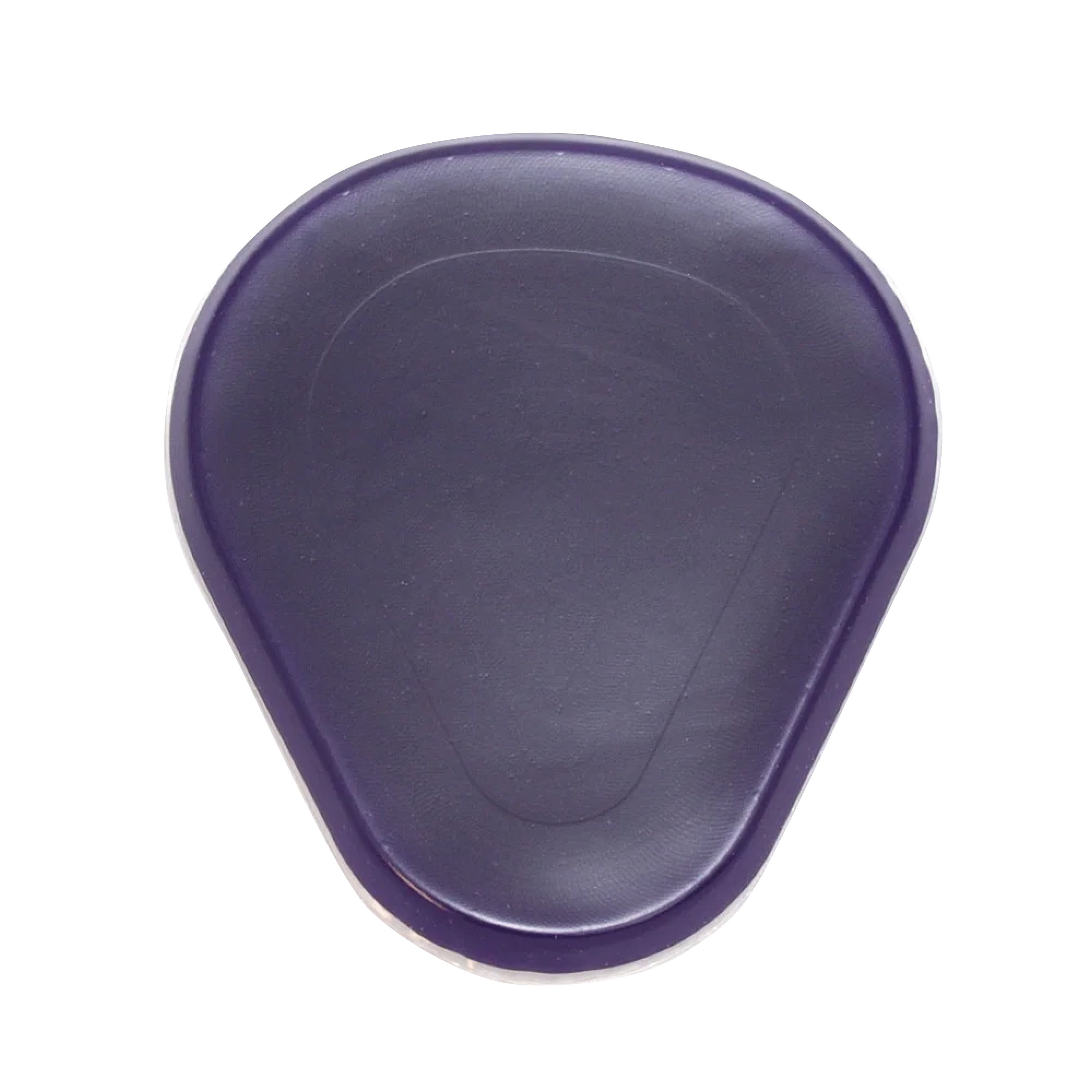 The Gel Ball-of-Foot Met Pad is a purple, teardrop-shaped cushion designed for foot comfort and support.