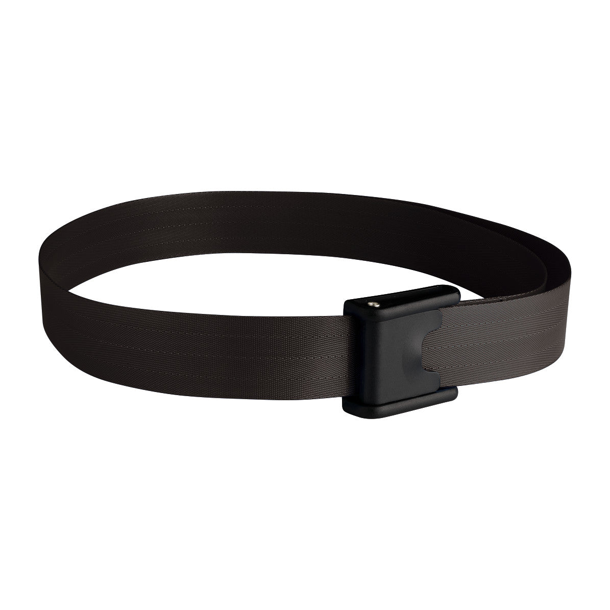 Posey E-Z Clean Gait Belt with a black plastic buckle and a dark brown strap designed for mobility assistance.