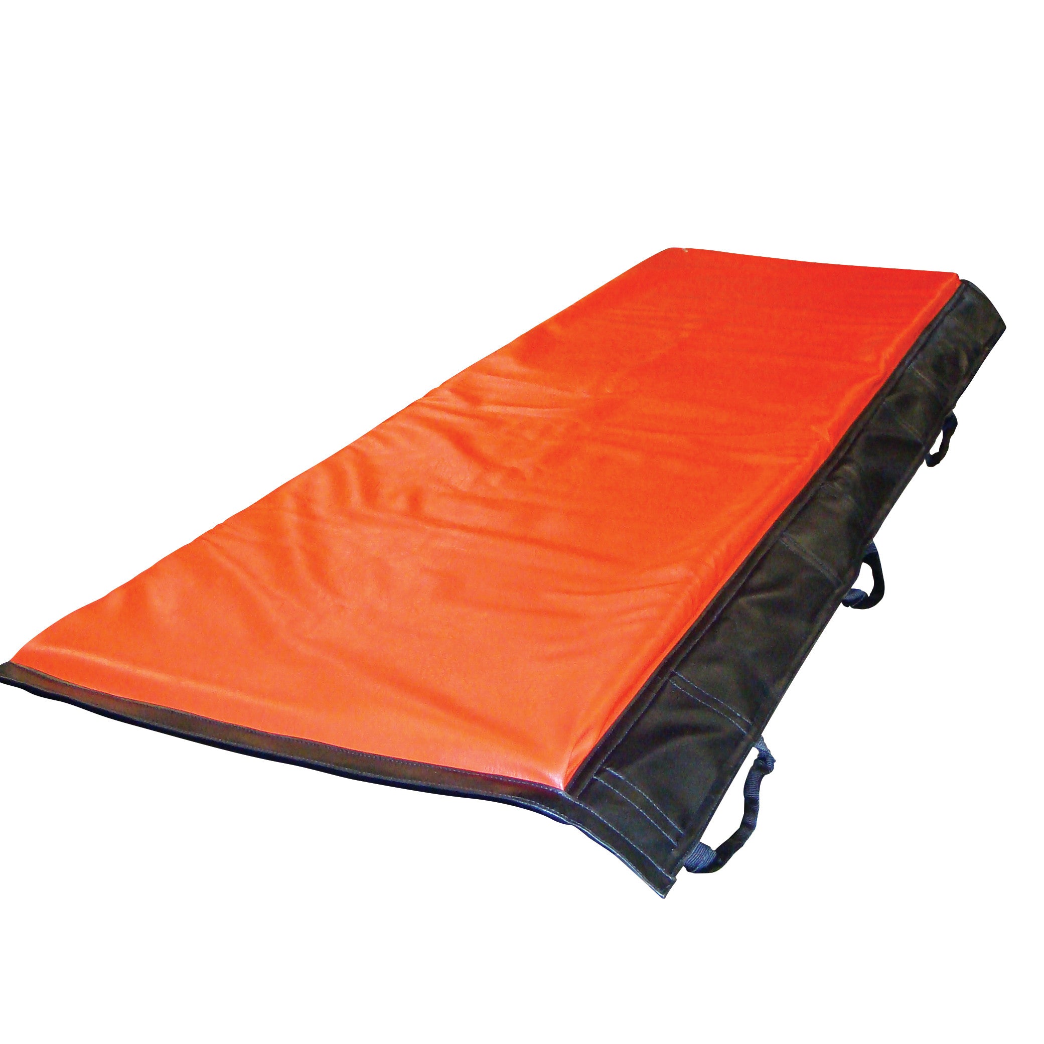 An orange and black transfer slide with side handles, known as the SafetySure HT (Horizontal Transfer) Slide, used for moving patients.