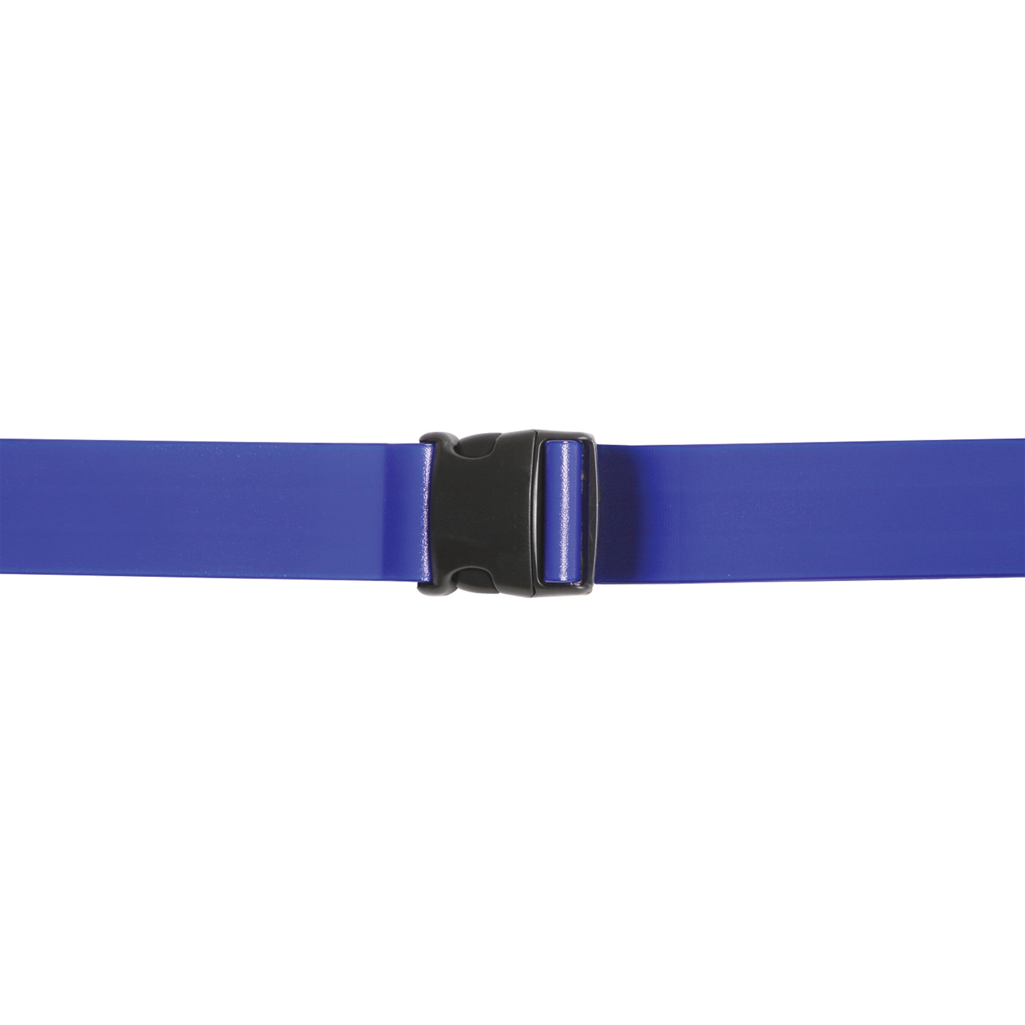A blue AliMed Antimicrobial Wipeable Gait Belt with a black quick-release buckle lies flat against a white background.