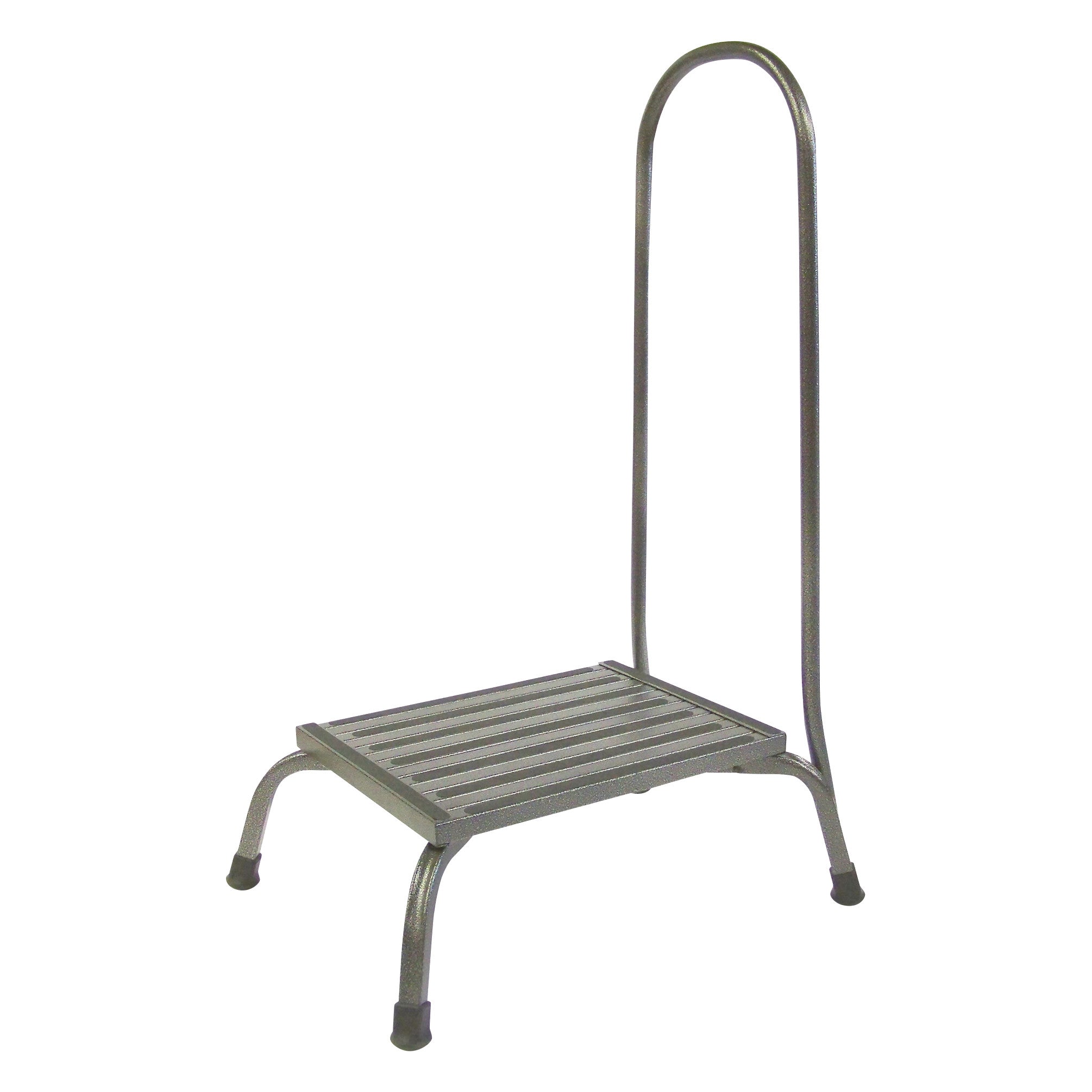 The Hausmann Bariatric XL Safe Step Footstool with Handrail features a sturdy platform with a safety rail on four rubber-tipped legs.