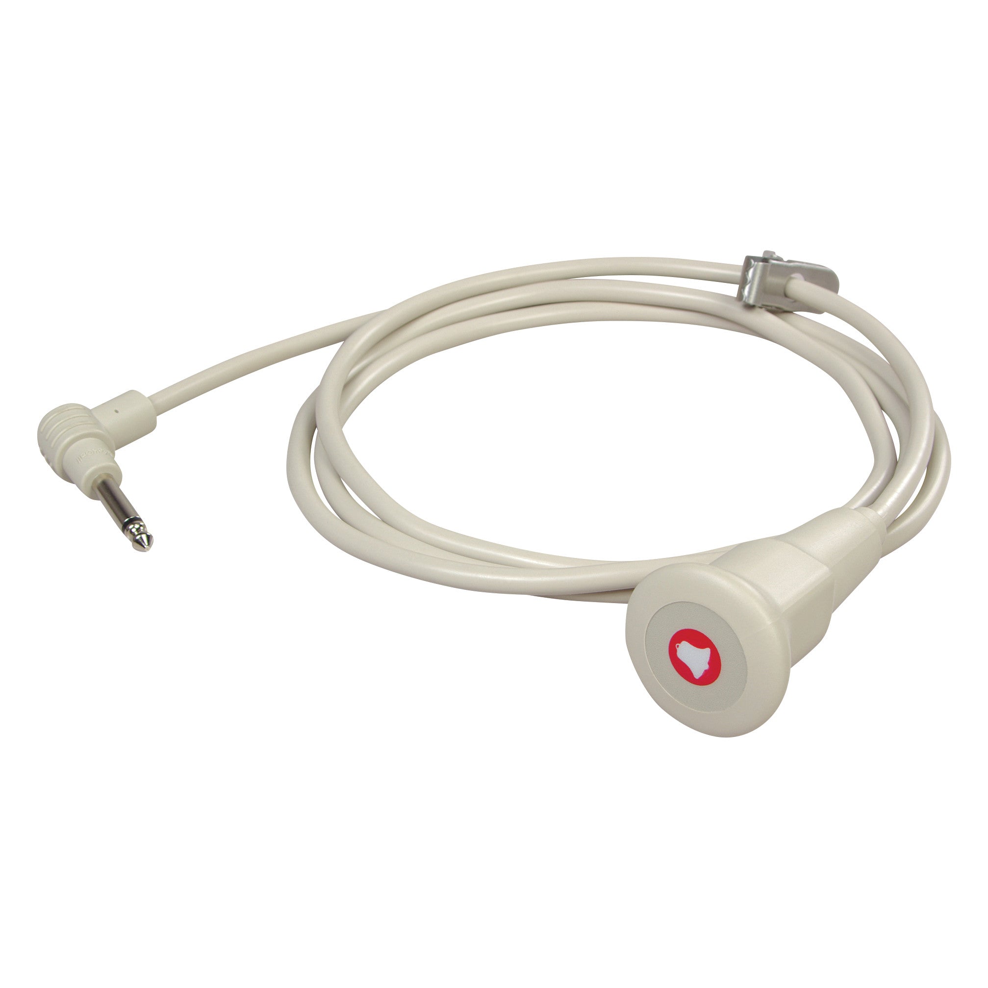 AliMed QuickCall Nurse-Call Cord with a right-angle plug and a button end featuring a red heart symbol.
