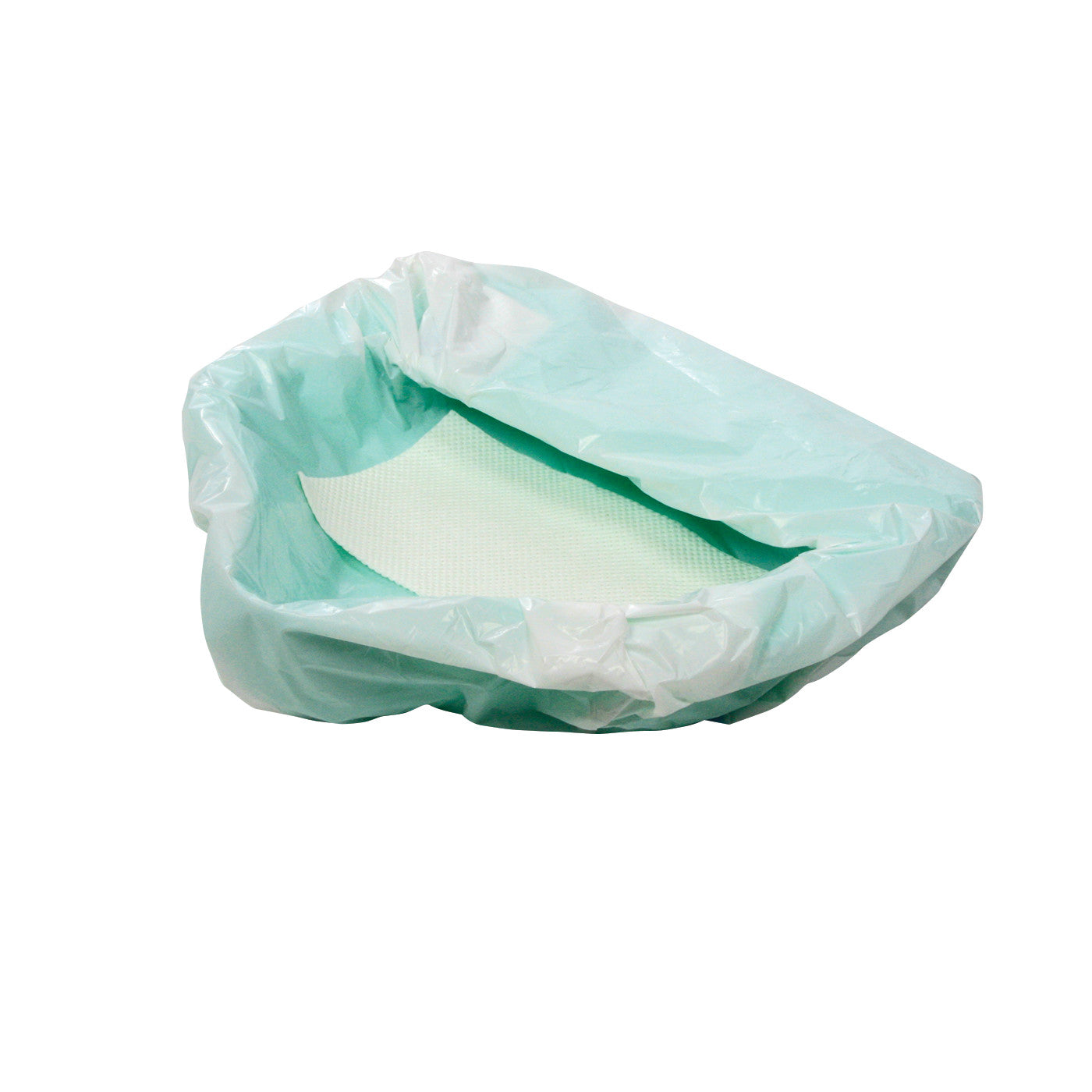 The CareBag Bedpan Liner is a disposable hygienic bag with an absorbent pad, designed to fit over a bedpan for sanitary use.