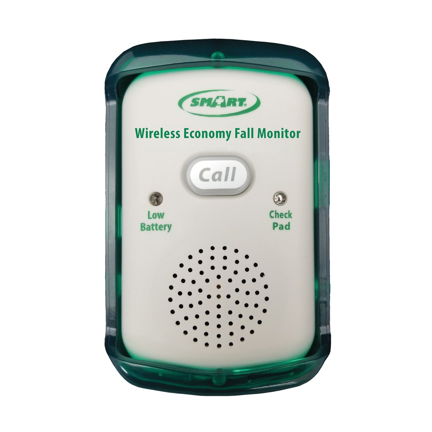 Smart Caregiver Quiet Wireless Economy Bed/Chair Exit Alarm with a call button, low battery indicator, and check pad notification.