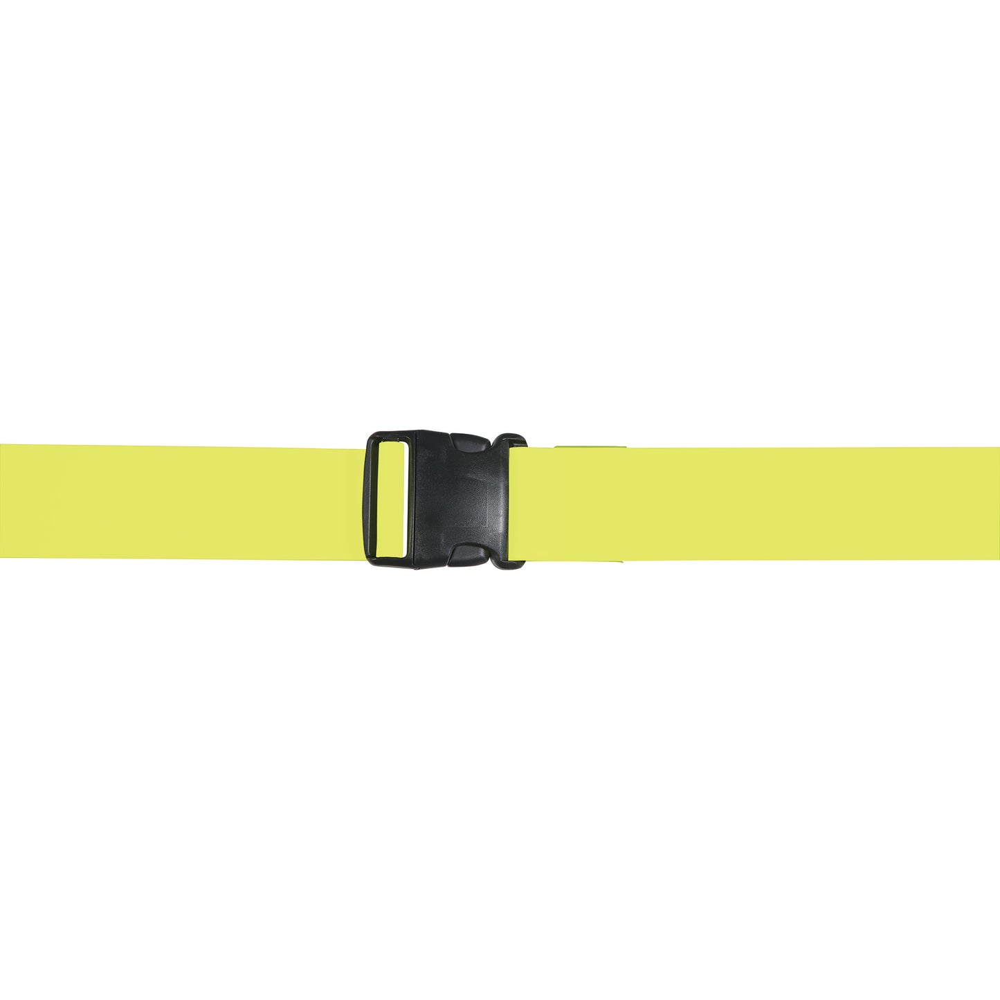 A yellow AliMed Soft Wipeable Gait Belt with a black plastic buckle on a white background.