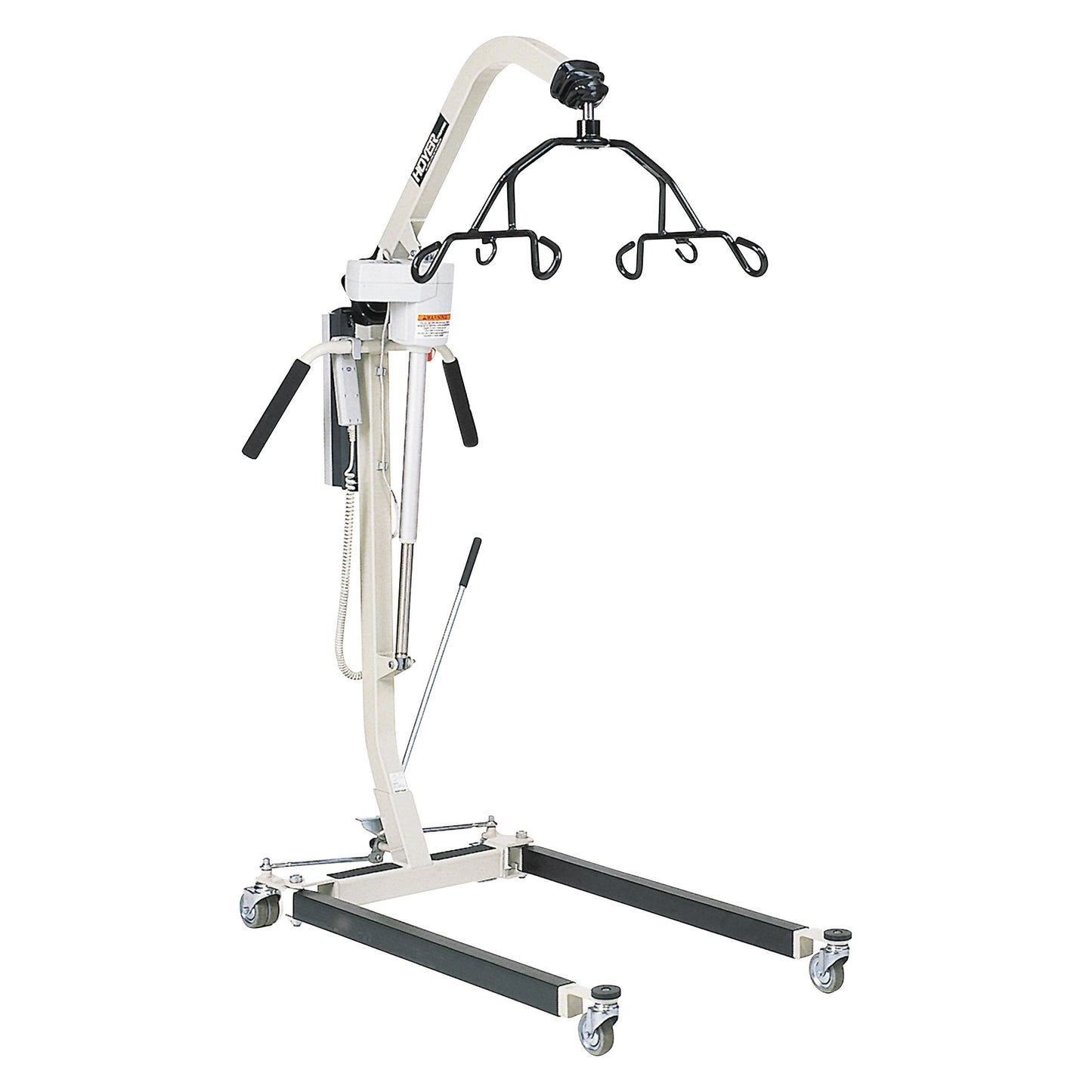 Hoyer HPL402 Patient Lifter with a metal frame, adjustable arm, and casters, designed for patient lifting and transfer.