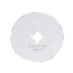 A Delta-Cast Cast Saw Blade with a round shape and a central cross-shaped opening, featuring the reorder number 1169-112.