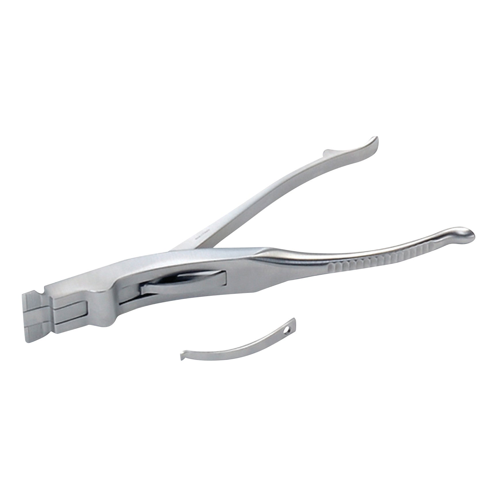 Delta-Cast Cast Spreader, a metal tool with curved handles and flat jaws, is used for safely removing medical casts.