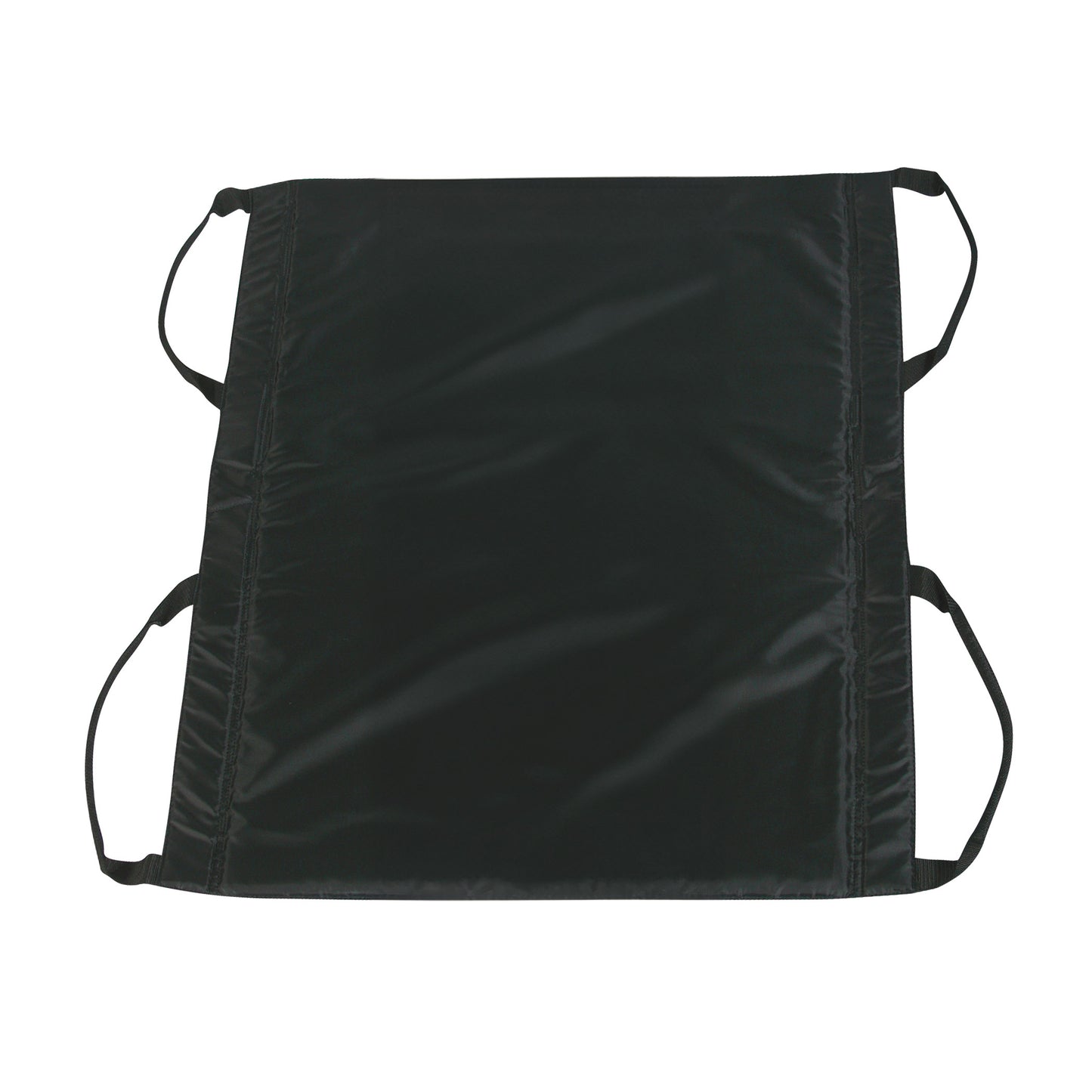 The SafetySure Mobility Sheet is a black fabric mat with handles, designed to assist with moving or transferring individuals safely.
