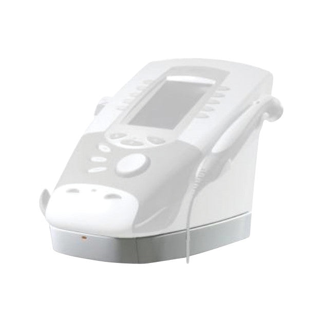 Battery Module for Chattanooga Intelect Legend XT Electrotherapy System with a sleek design and a connected cable on a stand.