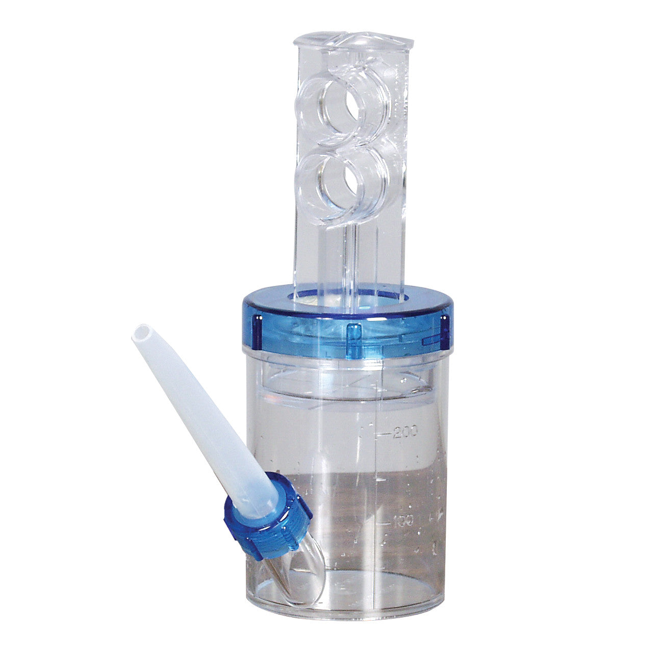 AliMed Feeding Assistant, a transparent feeding device with a blue lid and spout, is designed to assist patients with oral feeding.