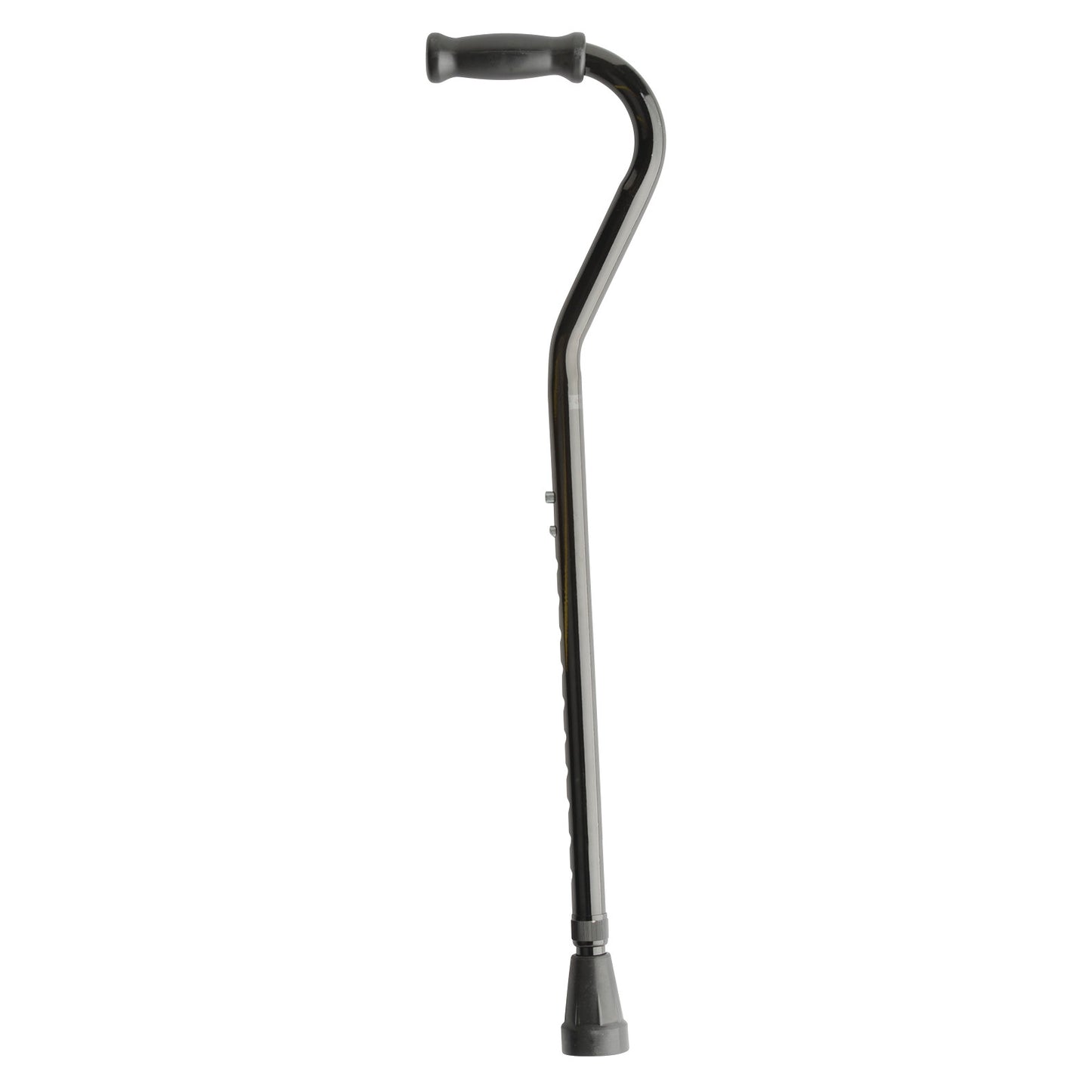 A Bariatric Adjustable Offset Cane with a curved handle and a textured rubber tip, designed for enhanced stability and support.