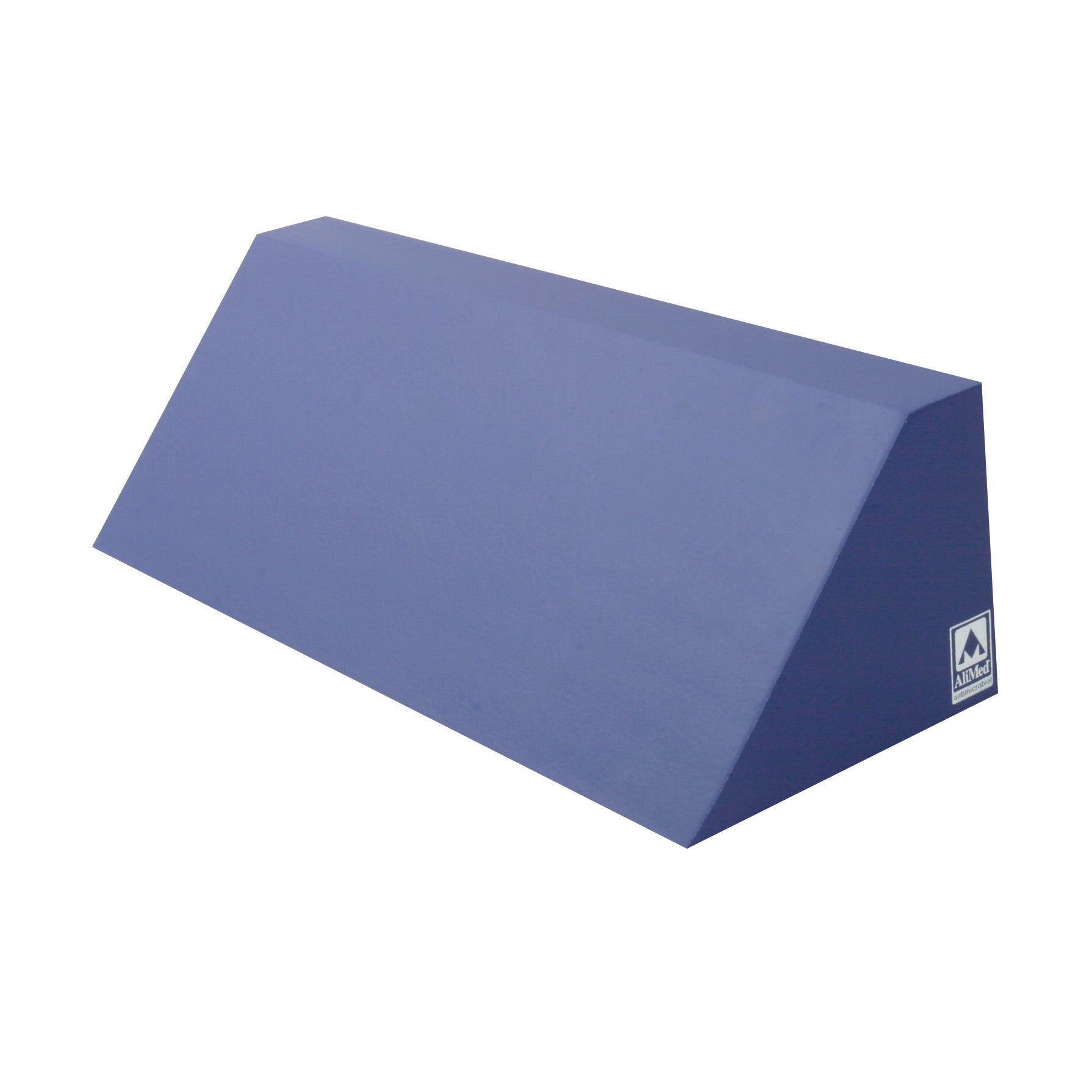 AliMed Tuff-Coat Wedge Positioner, a blue foam wedge with a slanted top, used for positioning support in medical settings.