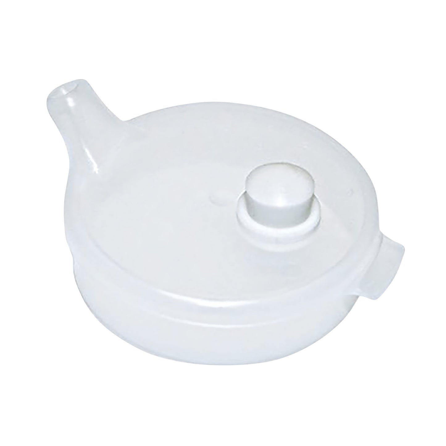 The Flo Lid for Adaptive Mug is a white plastic lid with a drinking spout and a circular grip, designed for easy use.