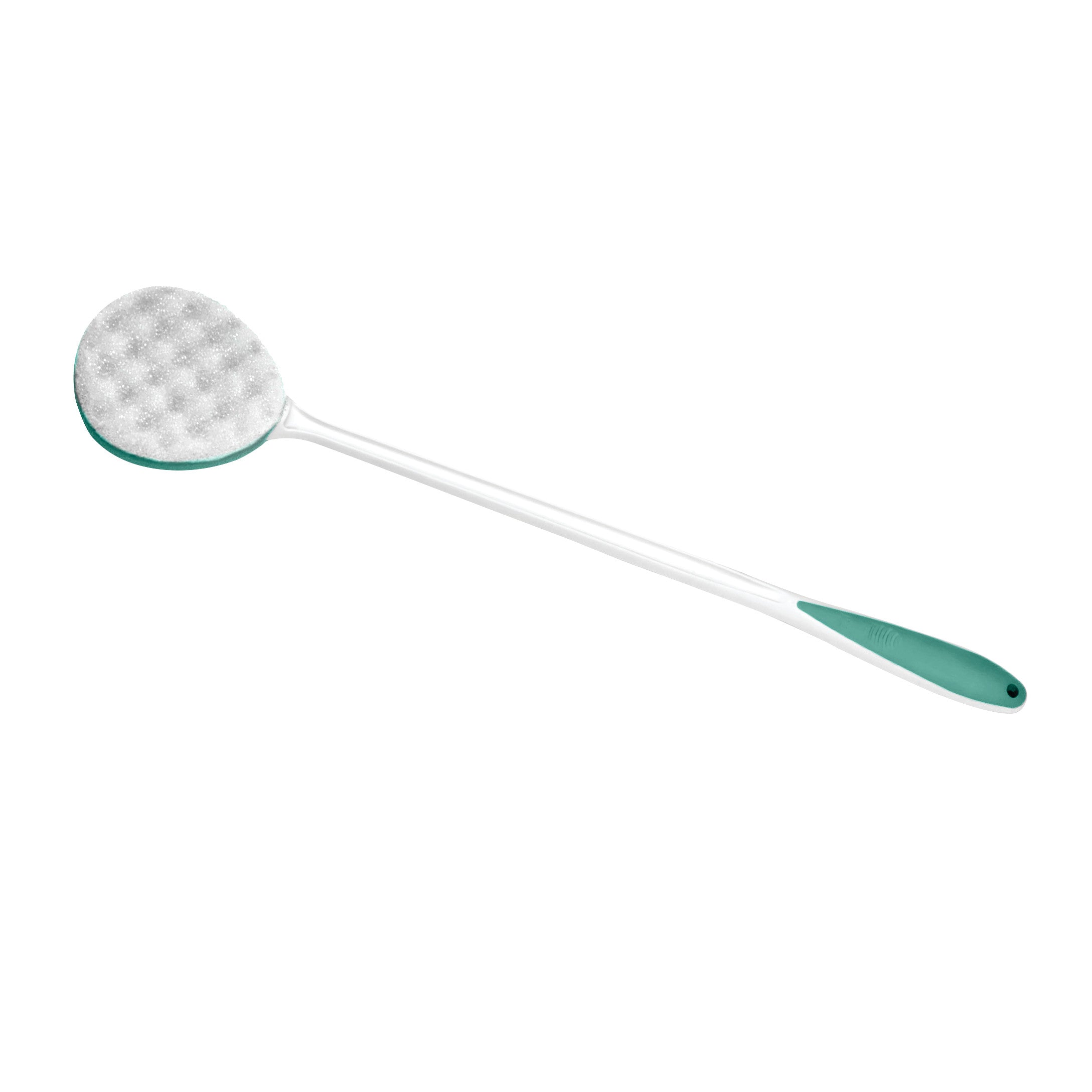 AliMed Deluxe Grip Sponge with a textured, round sponge head and a long handle featuring a green grip for easy reach and cleaning.