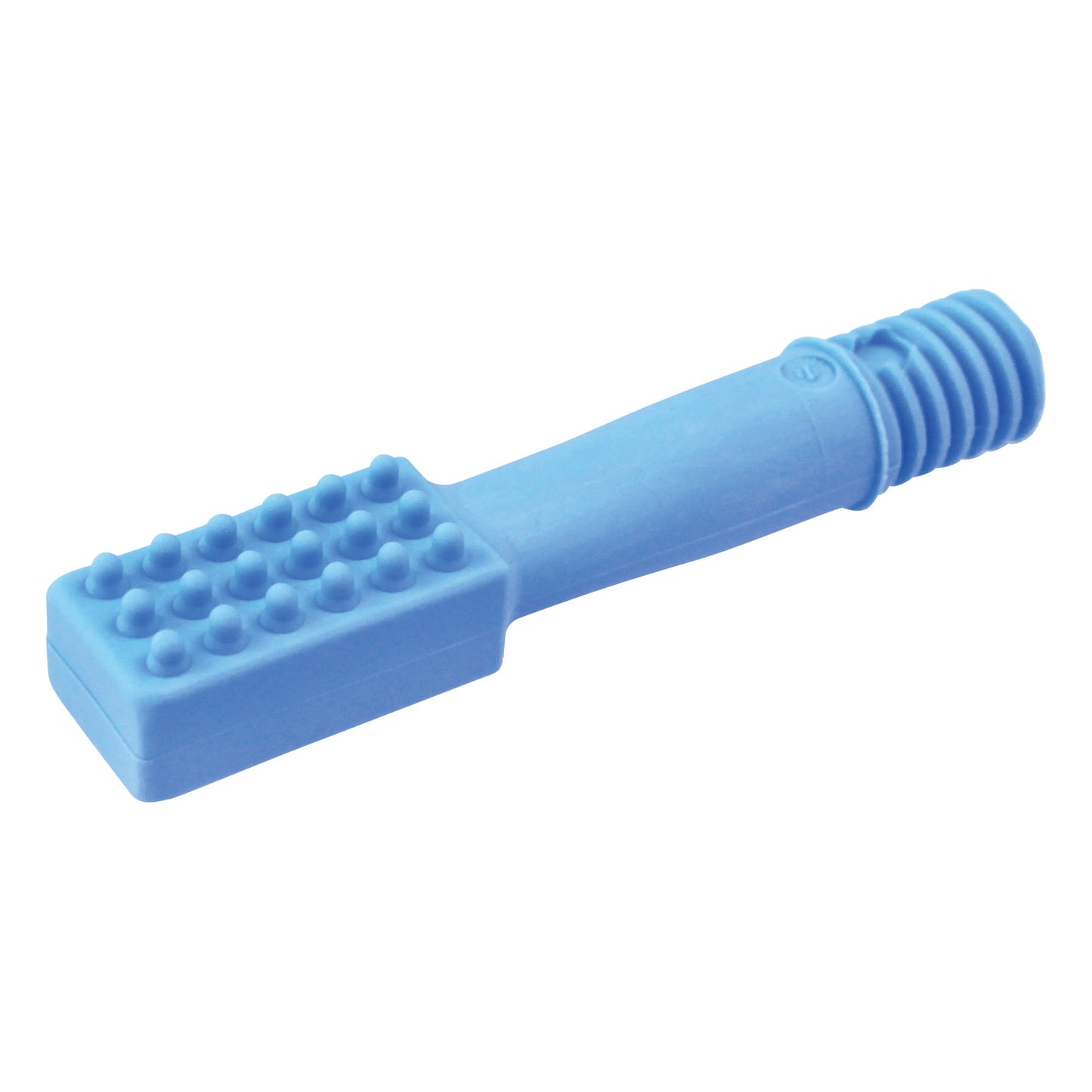 Blue rubber tool with a textured rectangular tip and a screw-threaded handle, identified as ARK Probe Tip for ARK Z-Vibe.