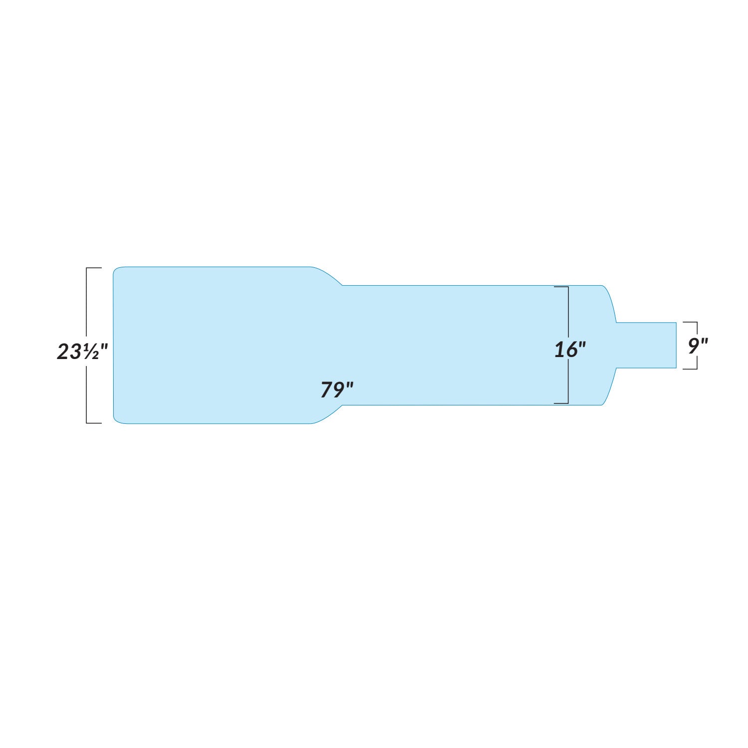 Diagram of the Support Surface for Siemens CCL Cardiac Cath Table, showing dimensions: 79" long, 23.5" wide, with tapered sections.
