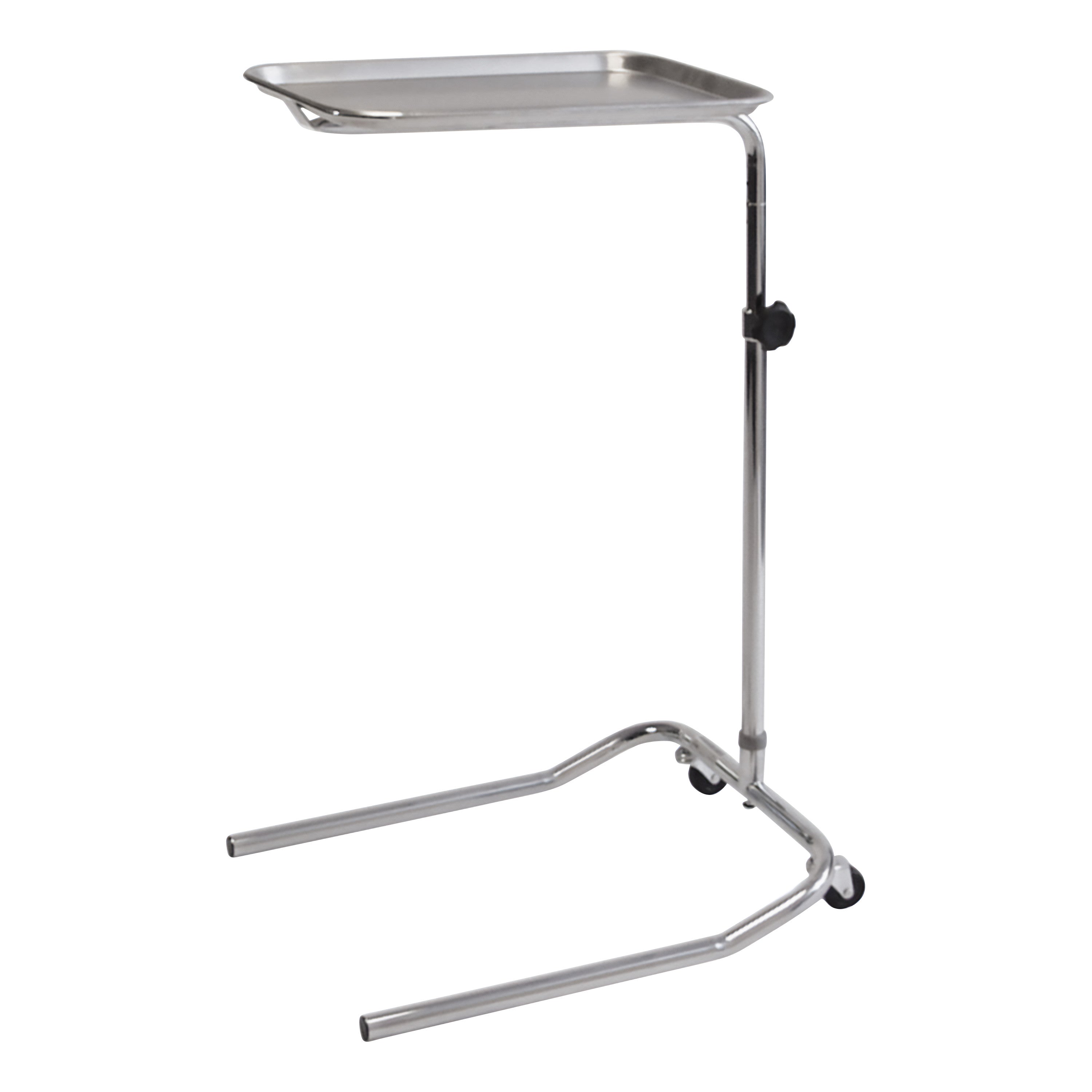 A Graham-Field Economy Mayo-Type Instrument Table with a stainless steel top, adjustable height, and wheeled base for easy mobility.
