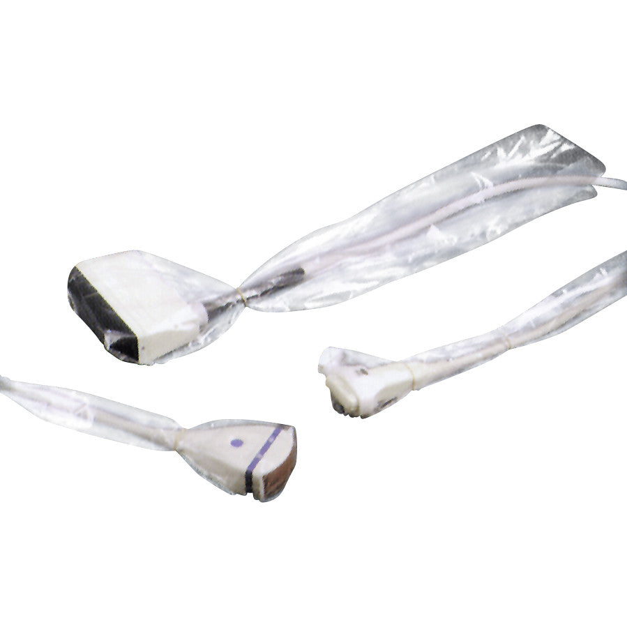 CIVCO Sterile Polyethylene General Purpose Ultrasound Probe Cover Kit with three different probe covers in clear plastic packaging.