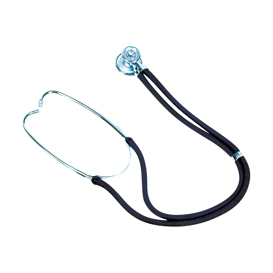The MRI Stethoscope features a dual-head design with a black tube, designed for use in magnetic resonance imaging environments.