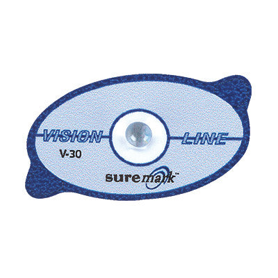 The Suremark Visionmark General Use Skin Marker features an oval shape with a central bead, labeled "VISION LINE" and "V-30."