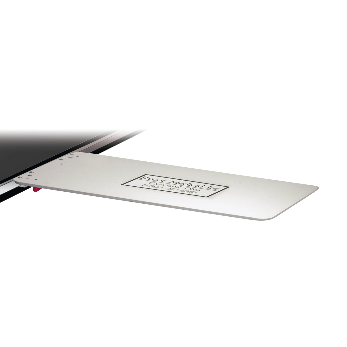 Rycor Specialist Legless Hand Table Model 5500 attached to the side of a medical bed or table, used for hand and arm support.