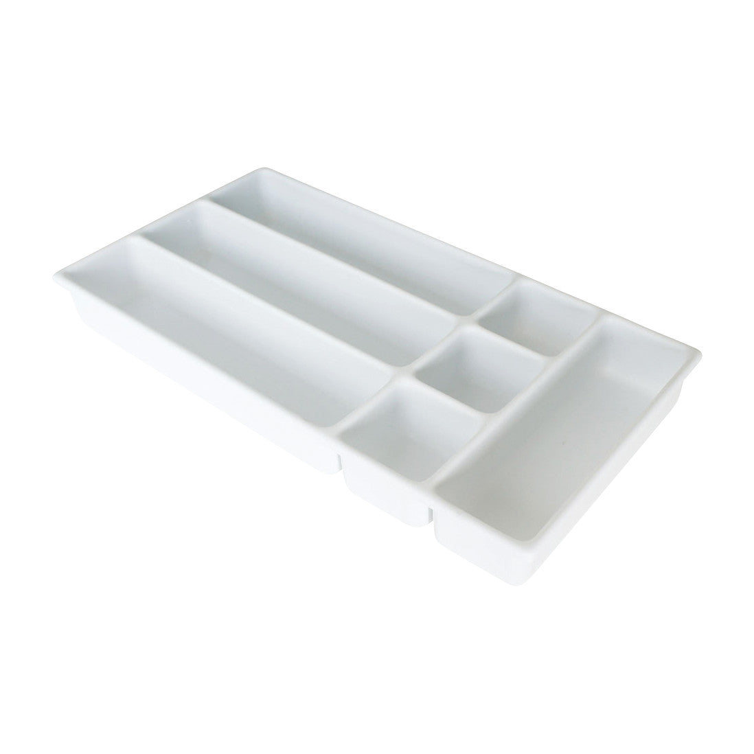 Harloff Medical Cart Accessory: 7-Compartment Drawer Tray, featuring a white plastic tray with various sized compartments.
