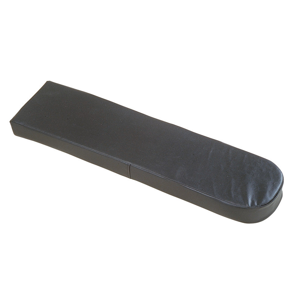 A rectangular AliMed Risk-Reducing Armboard Pad for AMSCO and O.R. Direct Armboard in black, with a rounded end.