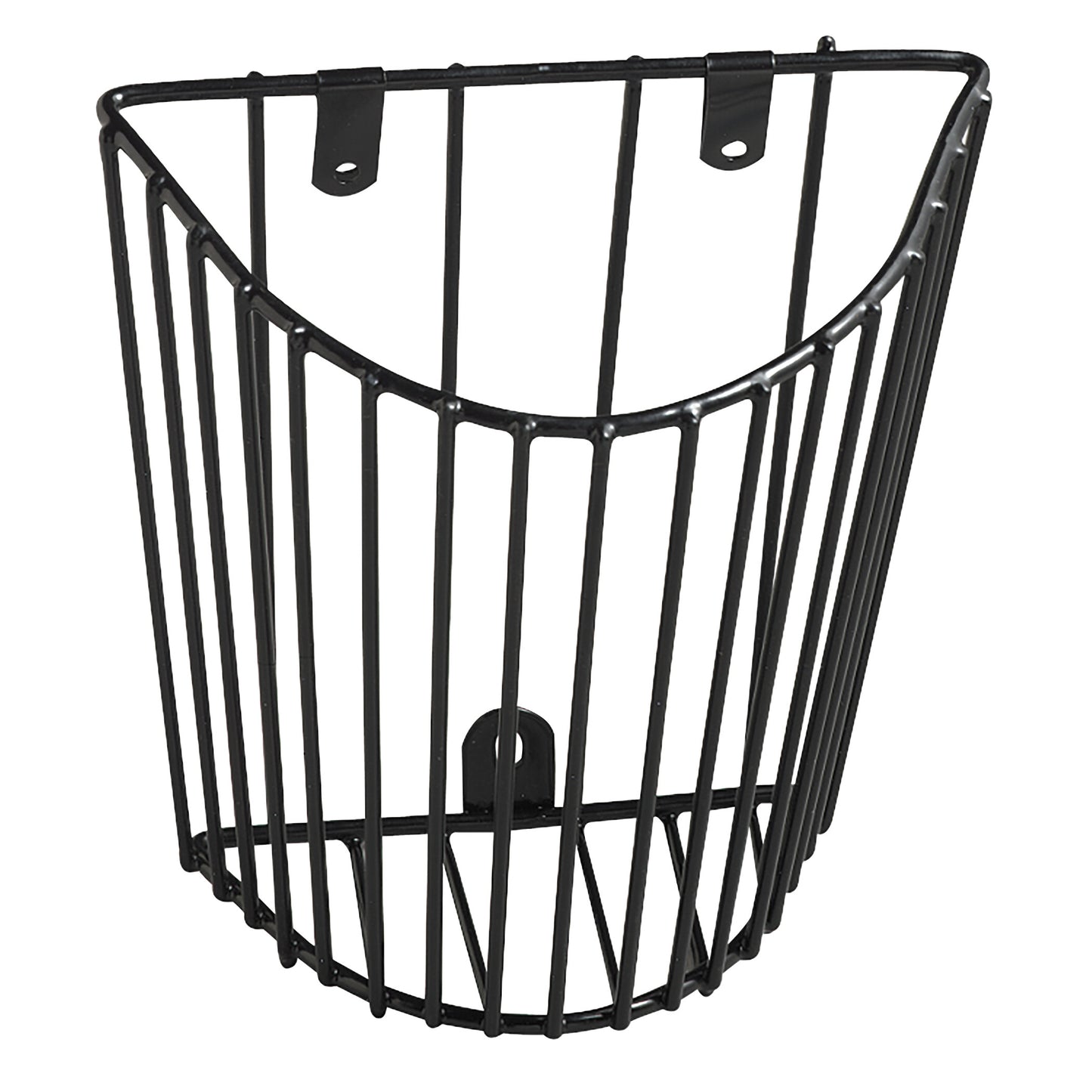 ADC Cuff Storage Basket is a black wire wall-mounted holder, designed to organize blood pressure cuffs efficiently.