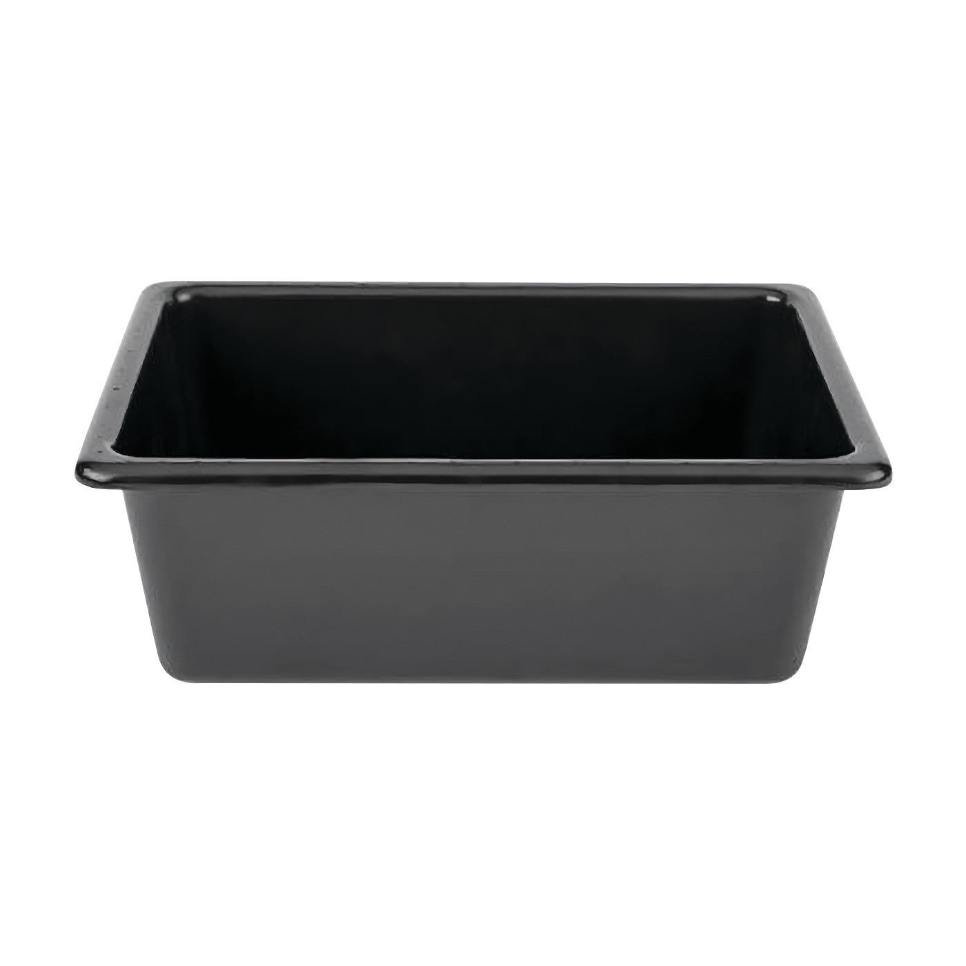 Black Metro Utility Bin, rectangular and deep, with smooth edges and a glossy finish.