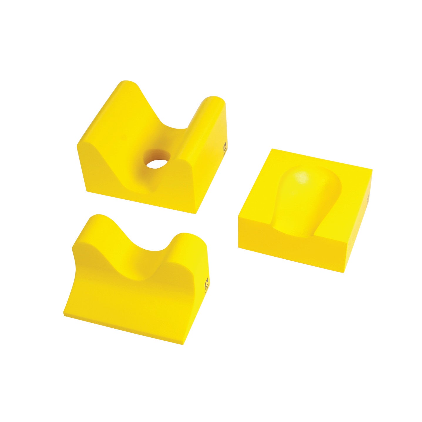 AliMed Protecta-Coat Head and Neck Set includes yellow foam blocks designed for head and neck support, featuring varied cutouts.