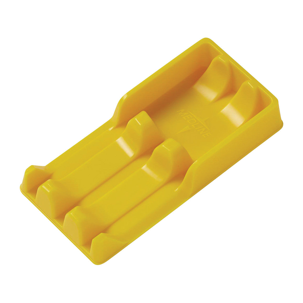A yellow Scalpel Holder with three slots, designed for safely organizing surgical scalpels.
