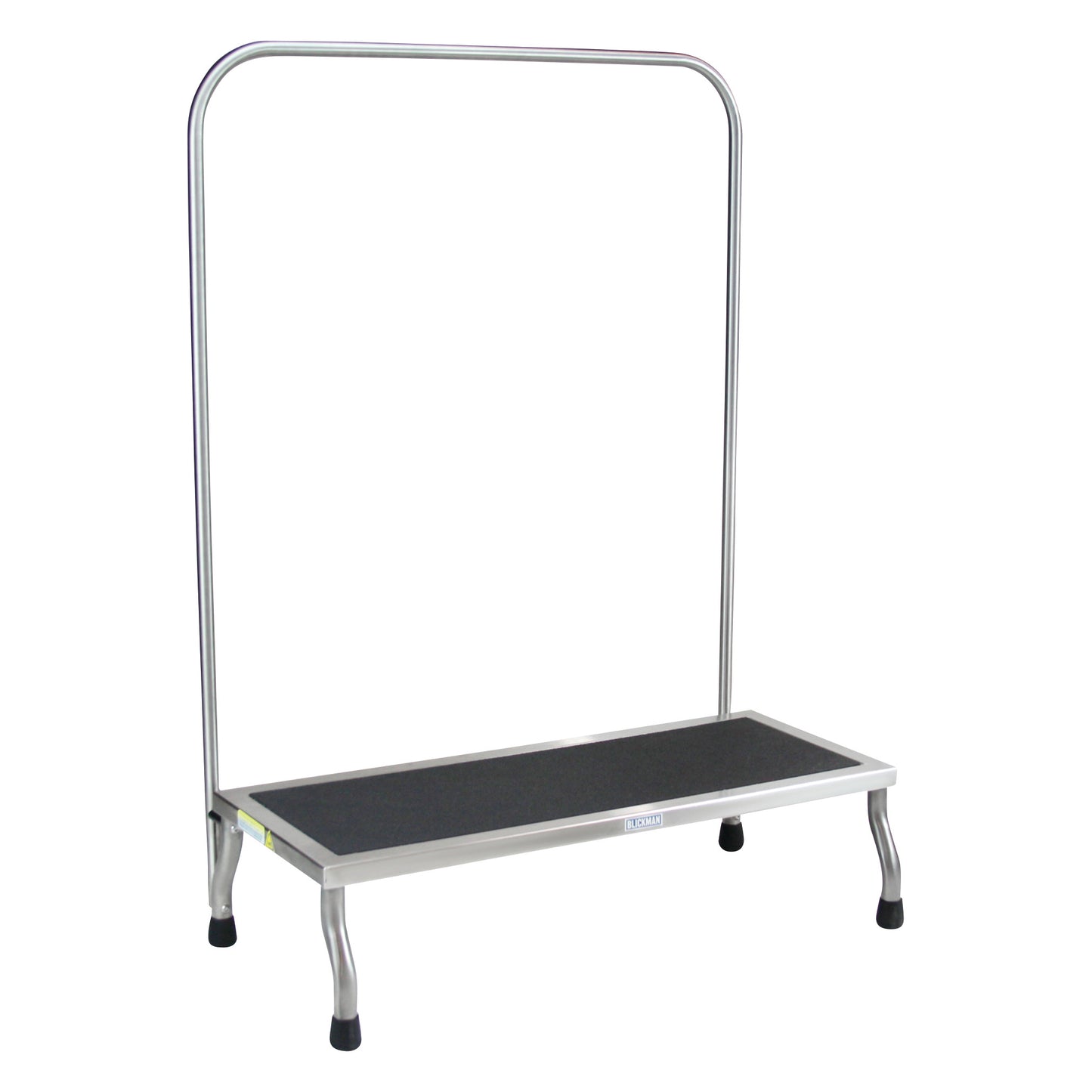Blickman MR-Conditional Kent Footstool with a rectangular platform and U-shaped handle, featuring metal legs and rubber grips.