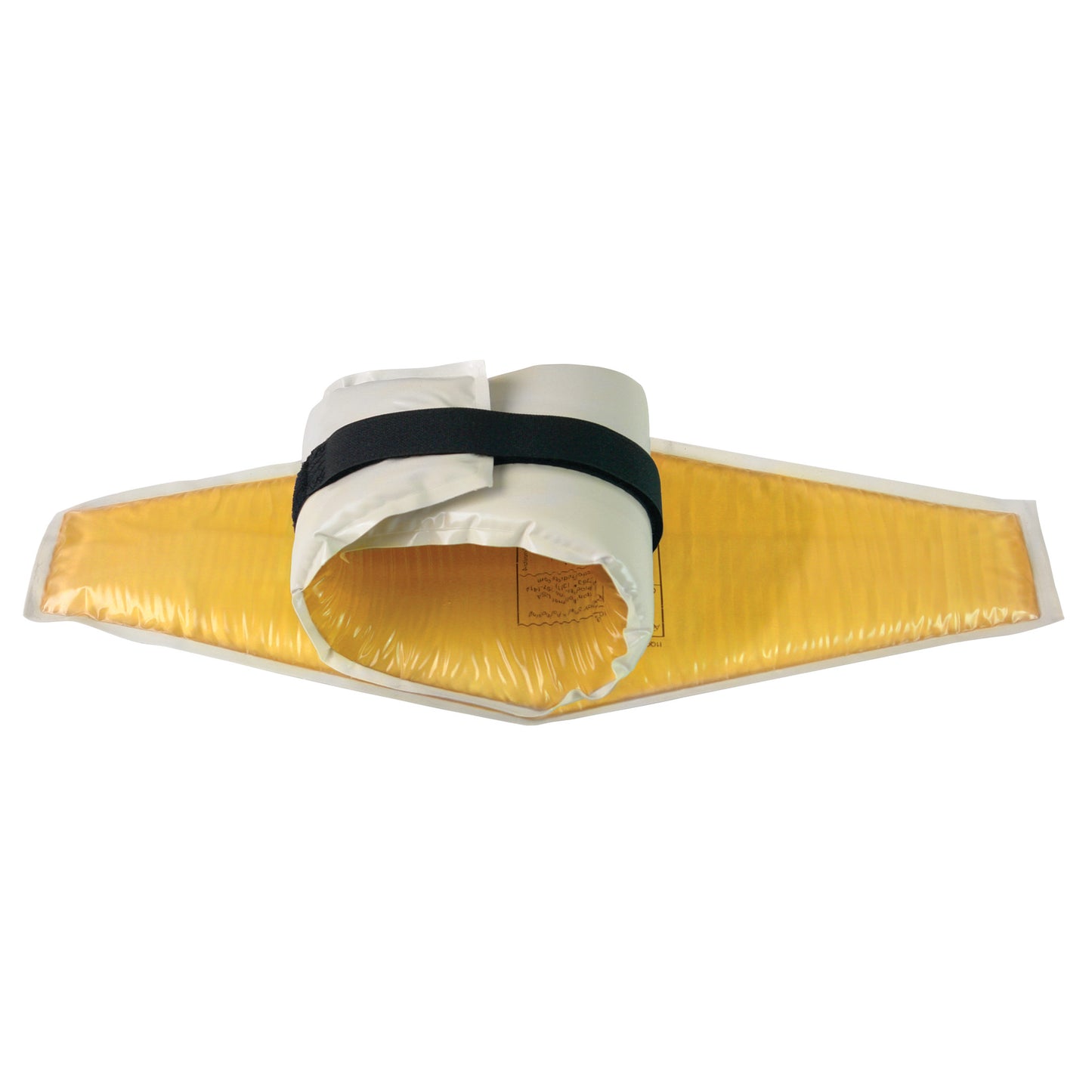 The AliMed AliGel Diamond Ulnar/Brachial Nerve Protector is yellow with a wrap-around design, secured by a black strap.