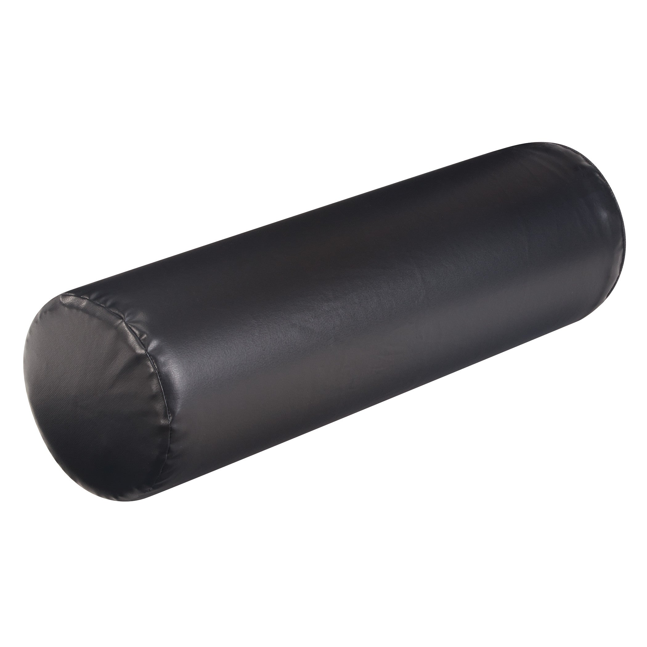 The AliMed Vinyl-Covered Neck Positioning Roll is a cylindrical black cushion designed for neck support, covered in smooth vinyl.
