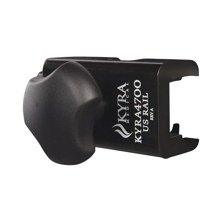KYRA Urology Attachment Band with Table Clamps is a black medical device with a knob, labeled "KYRA4700 US RAIL REV A."