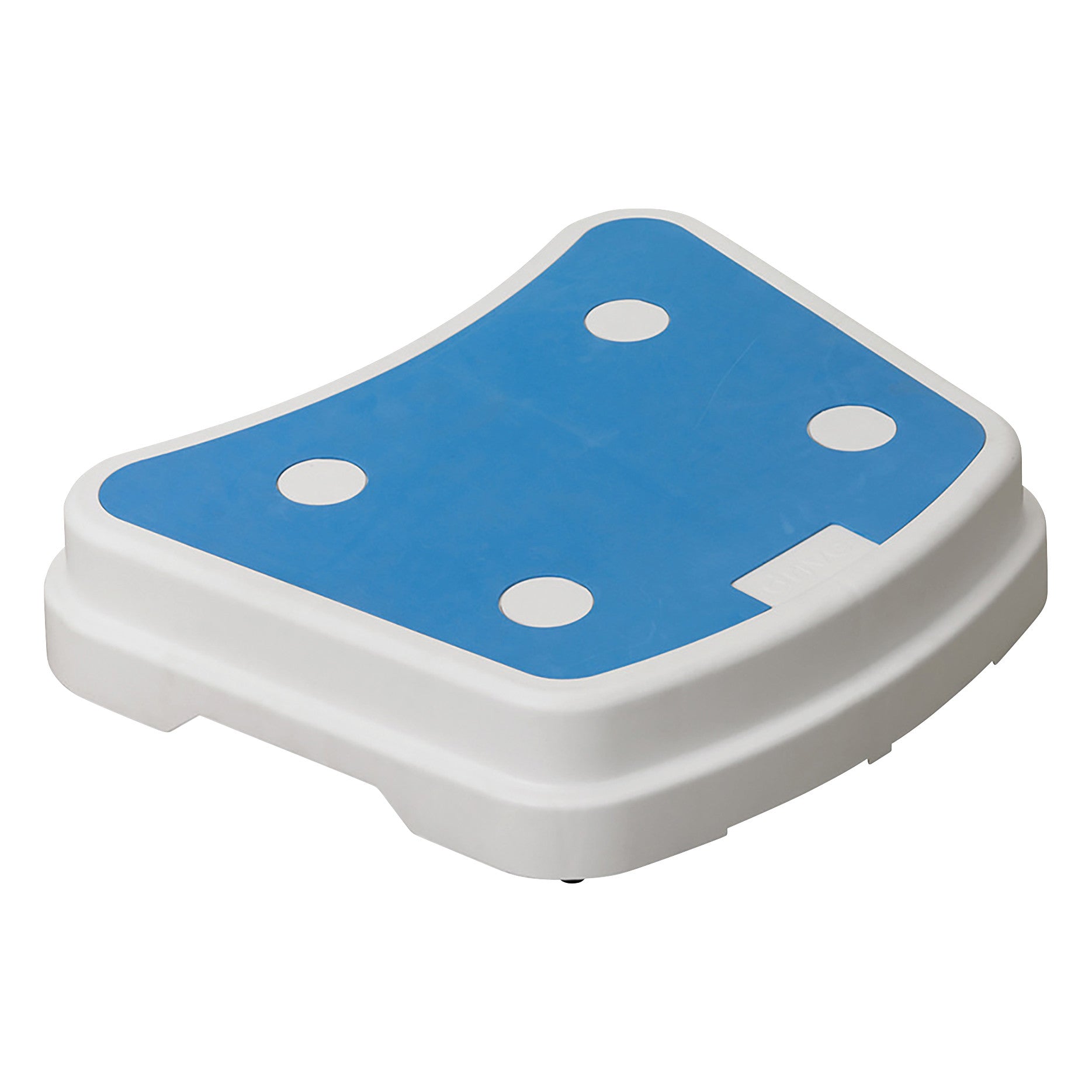 Drive Medical Portable Bath Step with a blue non-slip surface and white base featuring four circular grip areas.