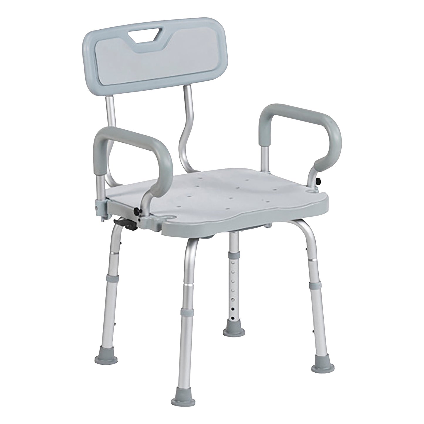 The Drive Medical PreserveTech 360 Swivel Bath Chair features adjustable legs, armrests, and a backrest for shower use.