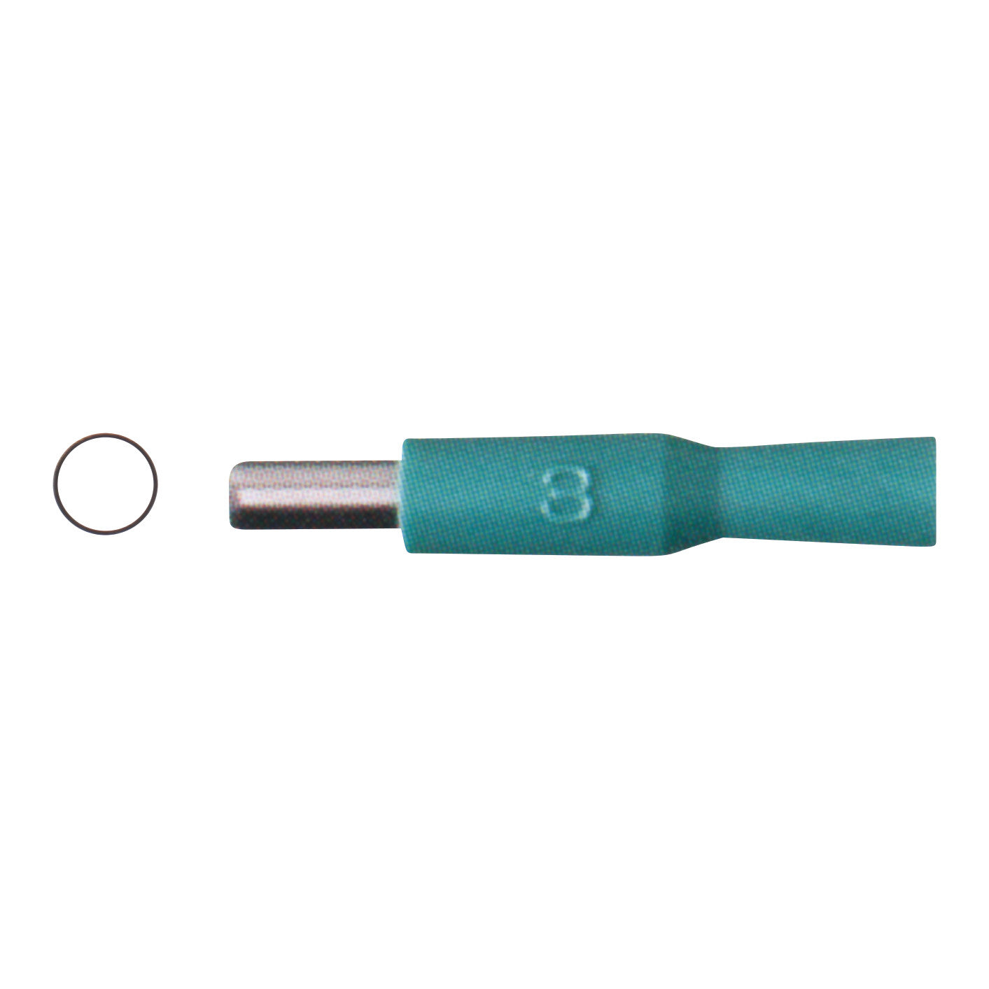 Miltex Sterile Disposable Biopsy Punch with a light green handle and metal tip, alongside a small ring component on the left.