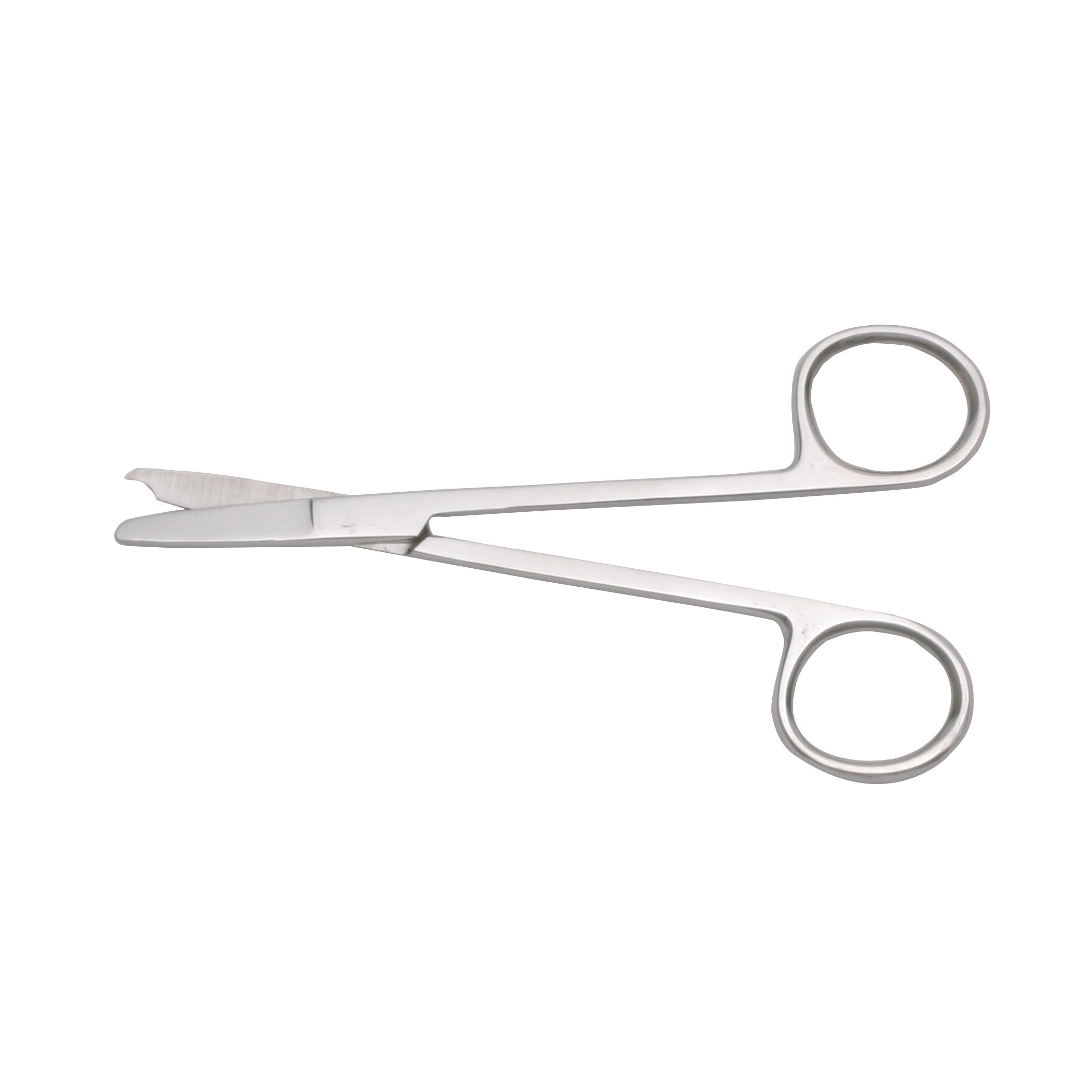Spencer Stitch Scissors with a curved blade and ring handles are designed for cutting stitches or sutures.