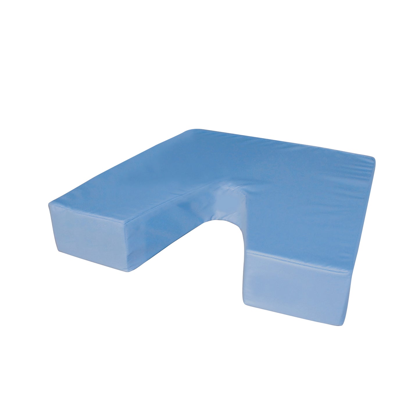 The AliMed U-Shaped Perineal/Endovaginal Wedge is a blue, U-shaped foam cushion designed for medical support and comfort.