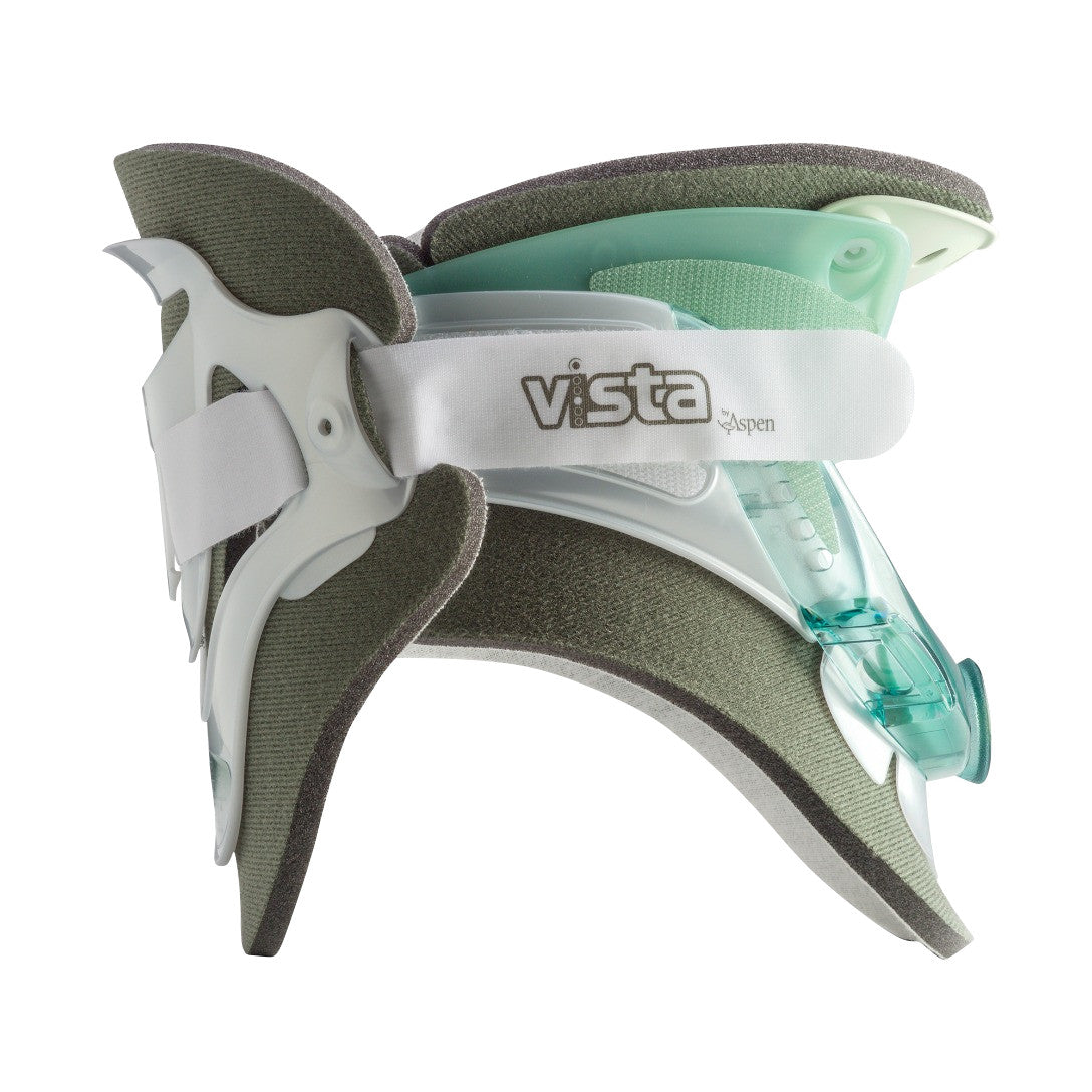 Replacement Pad Set for Aspen Vista Cervical Collar, featuring curved plastic and fabric padding for neck support, with a white strap.