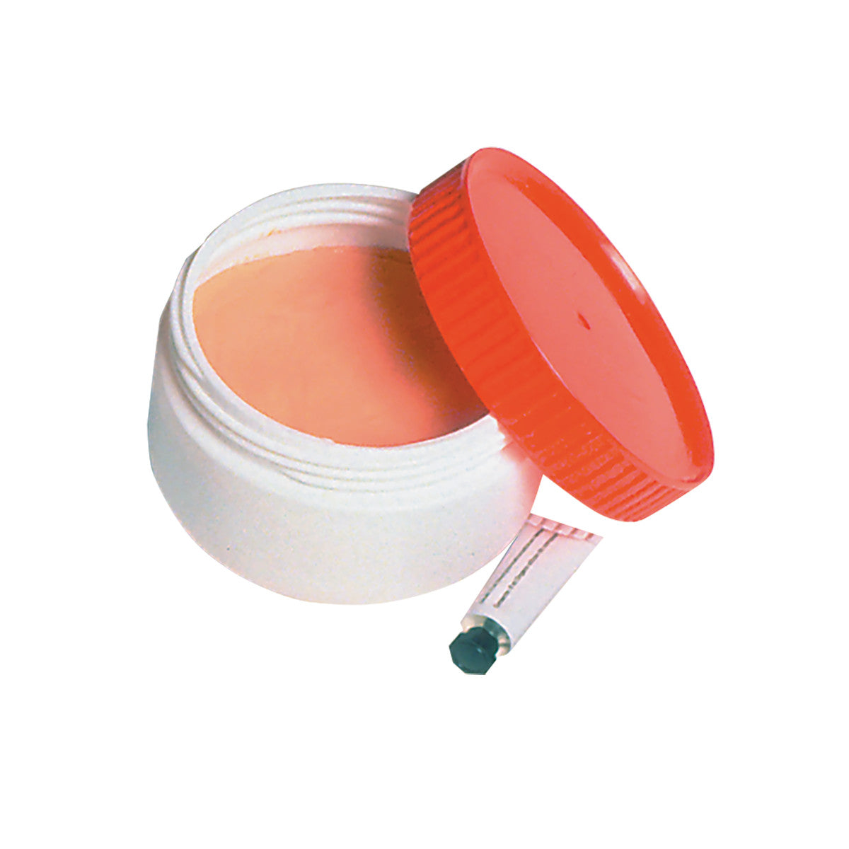 An open jar contains PediFix PediPlast Moldable Podiatric Compound, accompanied by a small, sealed tube with a dark green cap.