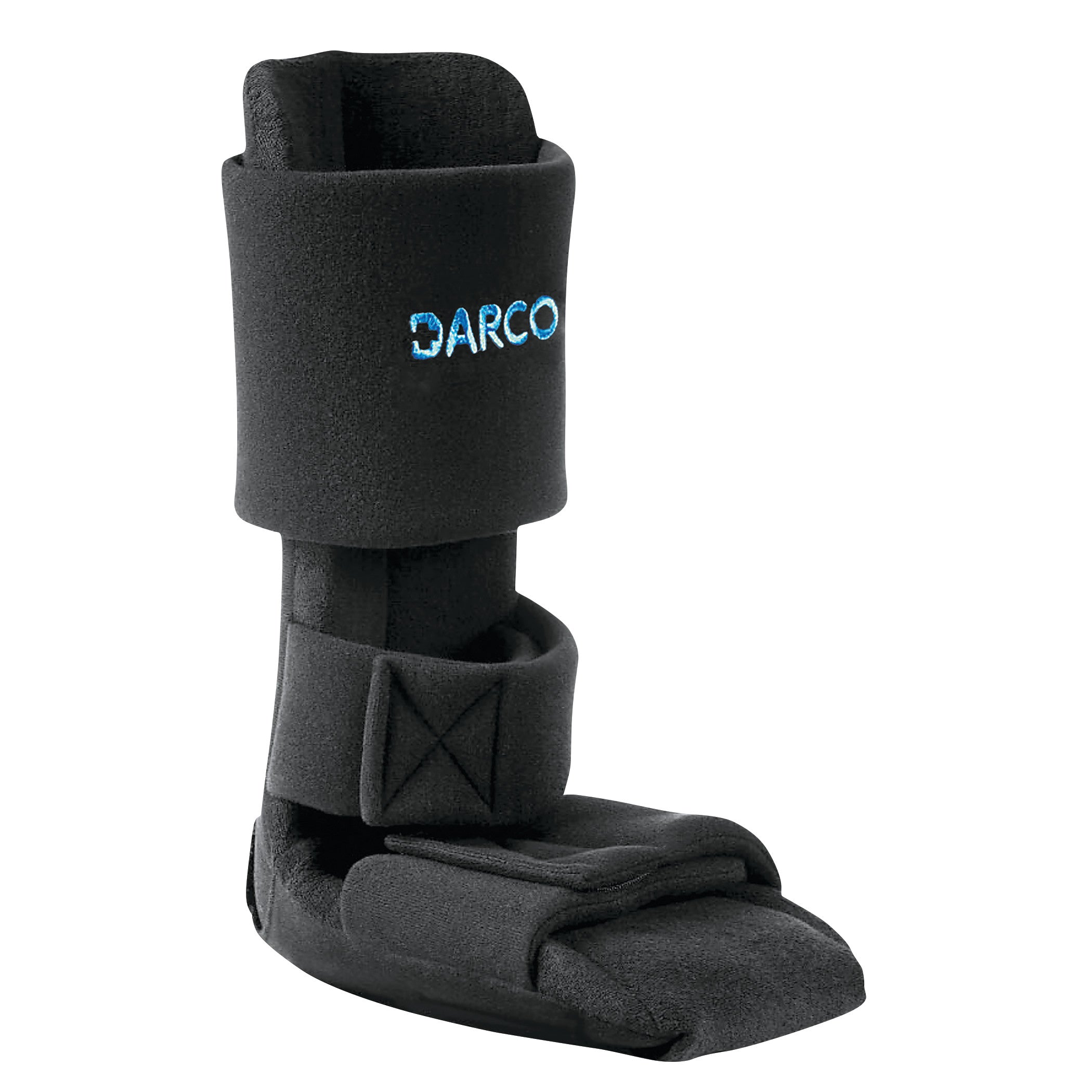 The DARCO Night Splint Wedge is a black orthopedic boot designed for foot and ankle support, featuring adjustable straps.