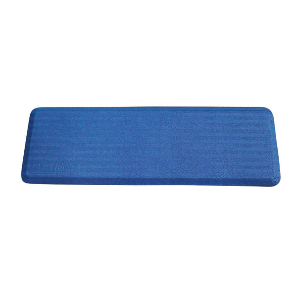Blue FLATMAT Bedside Fall Mat with a textured surface, designed to cushion falls beside a bed, shown on a white background.