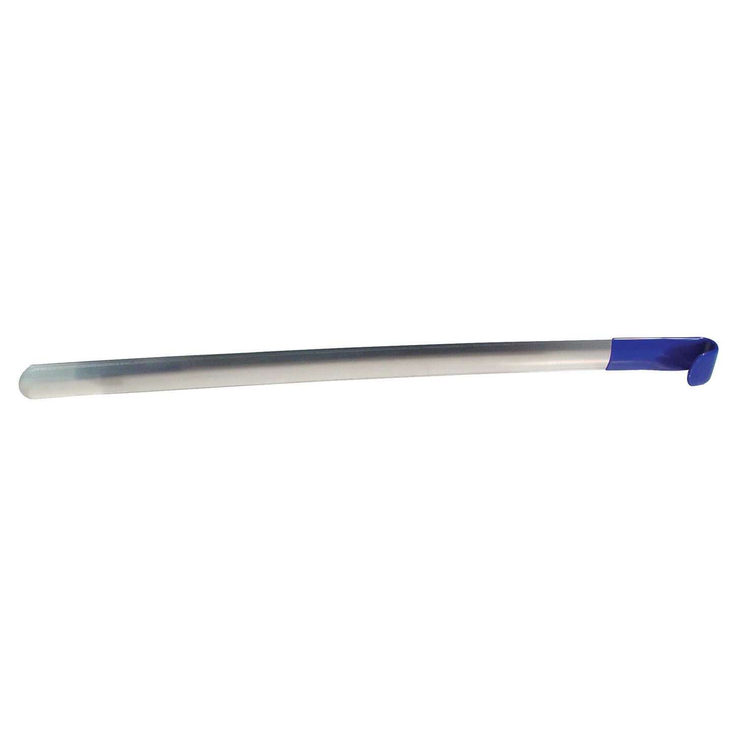 The AliMed Extra-Long Shoehorn is a slender tool with a blue handle, designed to assist in putting on shoes without bending.