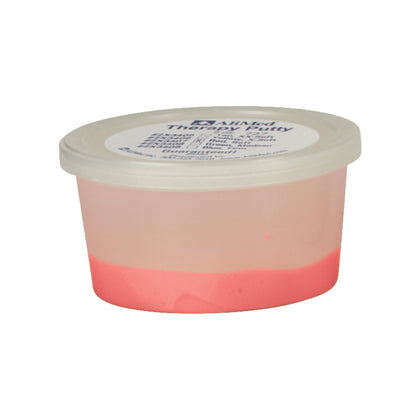 AliMed Color-Coded Therapy Putty in a semi-transparent container with a lid, showing pink putty at the bottom.