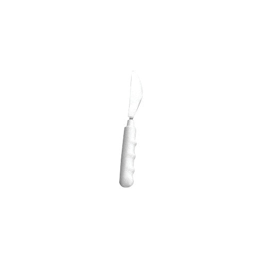 Grip-Tight Straight Utensils; a white utensil with a straight blade and an ergonomic handle for easy grip, designed for accessibility.
