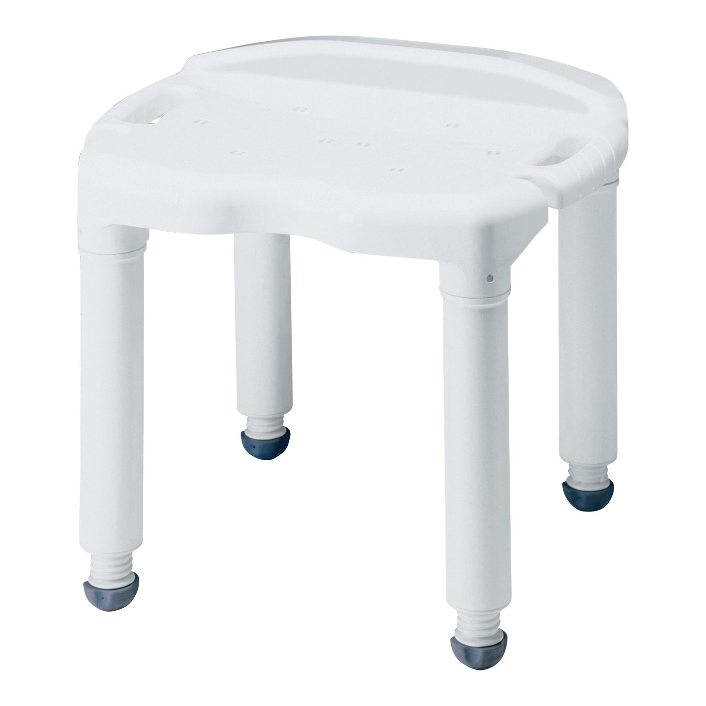 The Carex Universal Bath Seat is a sturdy, white bath chair with four legs featuring rubber tips for stability and a contoured seat.