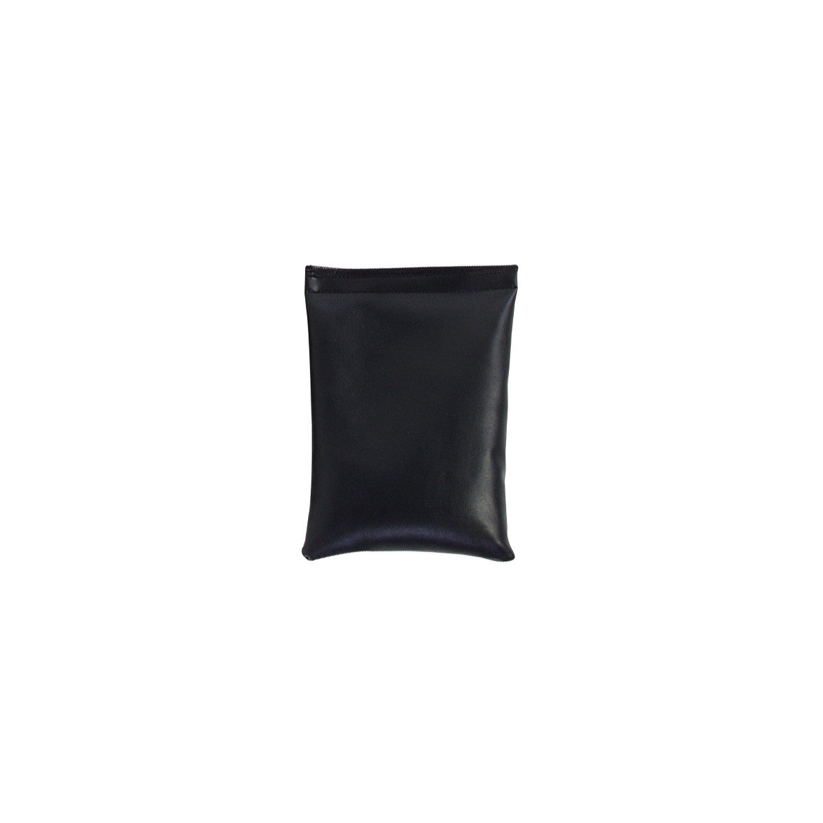 A black AliMed MR-Safe Sandbag with a rectangular shape and a small opening at the top, designed for use in medical settings.